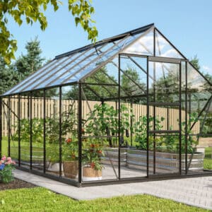 Vitavia Merkur 9900 kasvihuone sokkelilla, musta (tilaustuote)