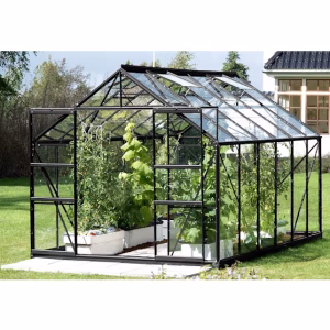 Vitavia Uranus kasvihuone 9,9 m2 karkaistu lasi + sokkeli, musta (tilaustuote)