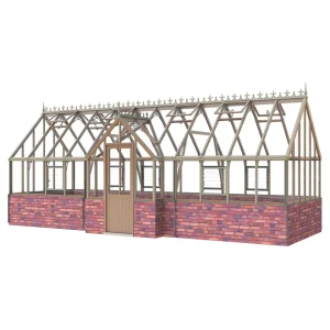 Alton Elmhurst Cedar tiilimuurilla / Cambridge Cedar täyskorkeilla seinillä, 22,88 m2 kasvihuone