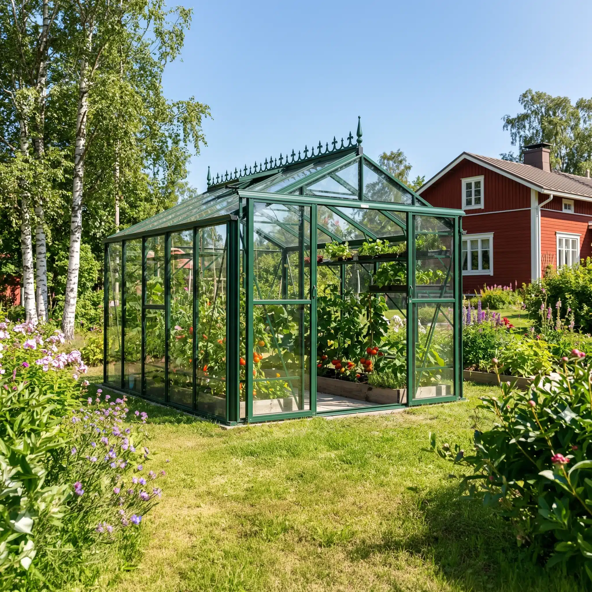Robinsons Royale kasvihuone vihreä Vihreä Robinsons Royale -kasvihuone puutarhassa